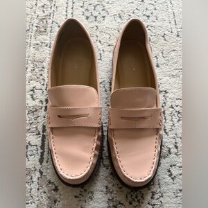Ann Taylor Light Pink Genuine Leather Penny Loafers Size 8